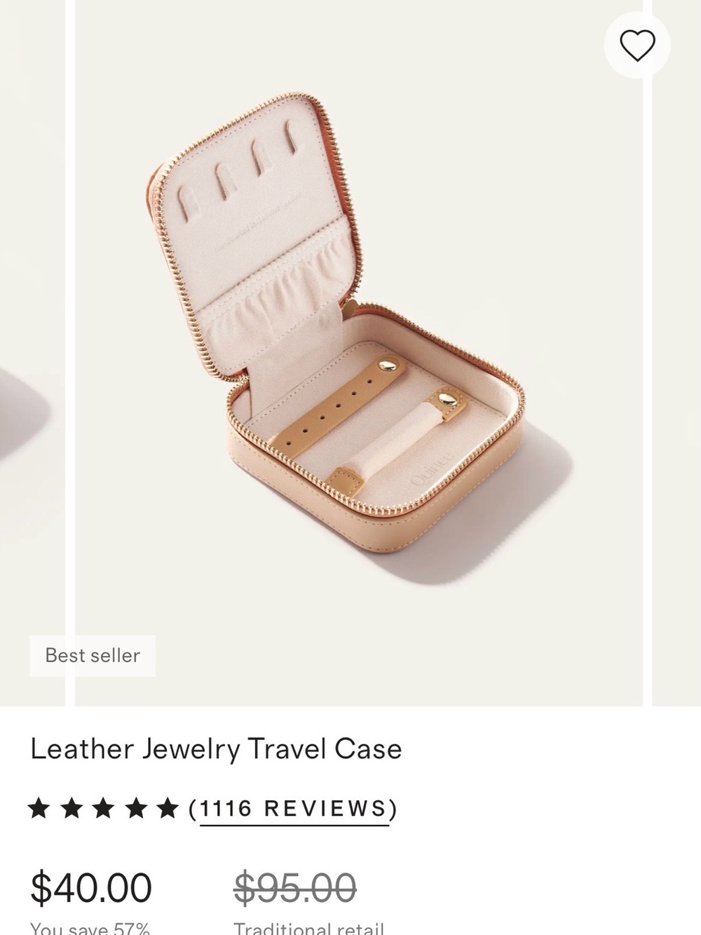 Quince Leather Jewelry Travel Case Nude NEW